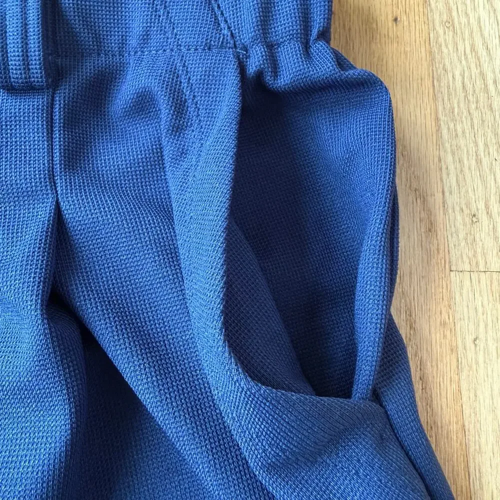 Halara Blue Pull On High Rise Pleated Wide Leg Stretch Knit Trouser Pants Sz LP - Picture 6 of 15